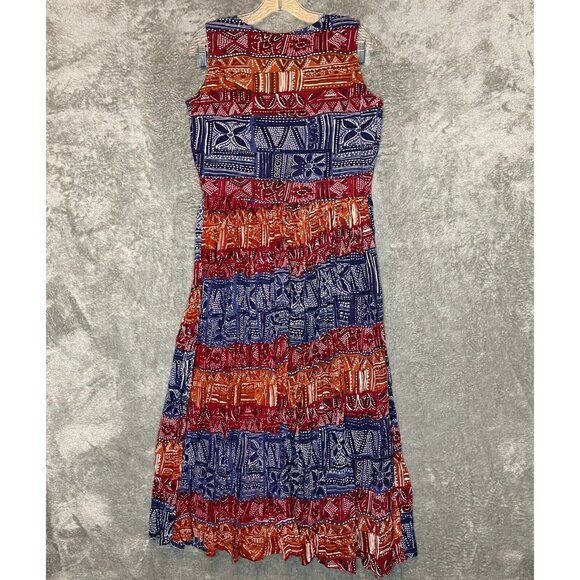 Vtg No Boundaries Women Colorful Rainbow Southwestern Tribal Maxi Shirt Dress M - Picture 2 of 12